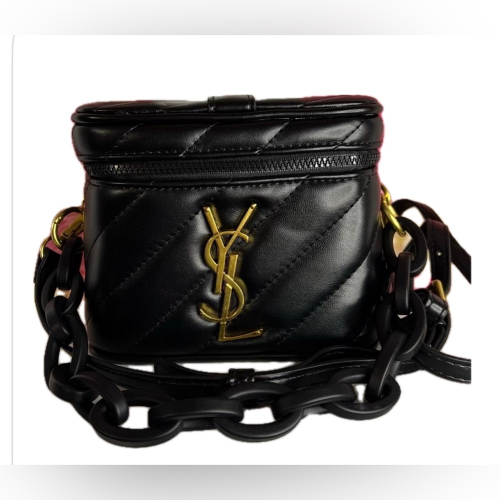 YSL Black Quilted Crossbody Bag with Gold Logo , crossbody strap, GWP . - Picture 3 of 11